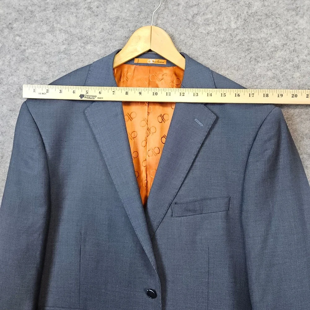 Bianco Berioni Vitale Barberis Canonico Blue/Gry 2-Pc Wool/Silk 44L 39x29.5 FLAW